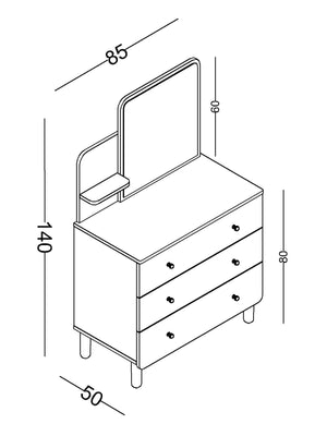 Cassettiera con Specchio Sofia