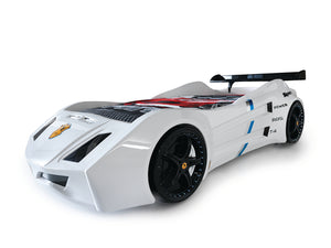 Car Bed with LED Garage (White/Red)