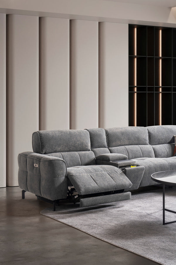 Divano Angolare Torino con Doppio Relax e Console
