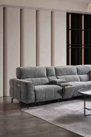 Divano Angolare Torino con Doppio Relax e Console