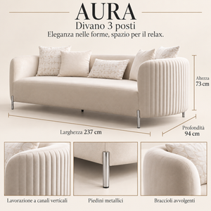 Divano Aura 3 Posti Avorio