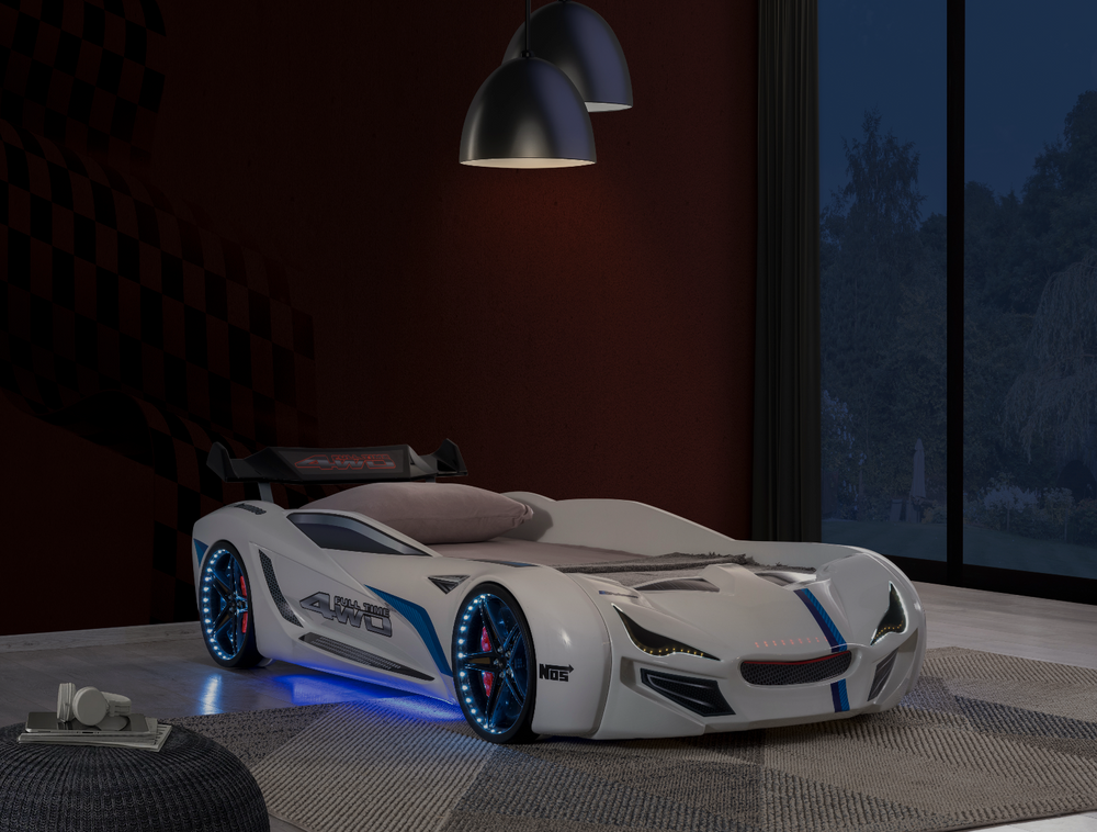 Letto Auto MNV1 con LED - Bianco
