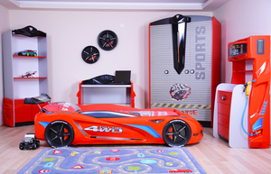 MVN1 Autobett mit LED-Beleuchtung 90x190cm (Schwarz/Blau/Rot/Weiß)