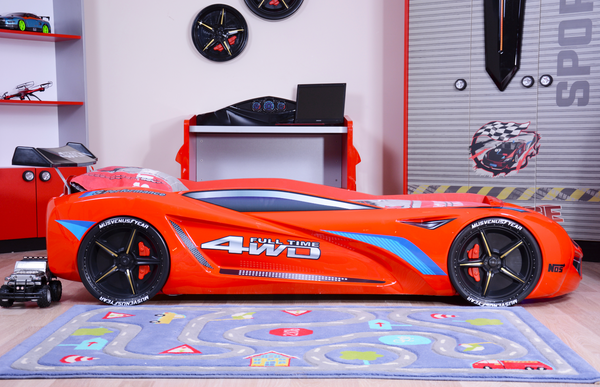 MVN1 Autobett mit LED-Beleuchtung 90x190cm (Schwarz/Blau/Rot/Weiß)