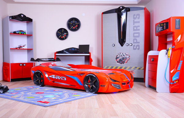 MVN1 Autobett mit LED-Beleuchtung 90x190cm (Schwarz/Blau/Rot/Weiß)