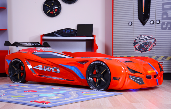 MVN1 Autobett mit LED-Beleuchtung 90x190cm (Schwarz/Blau/Rot/Weiß)