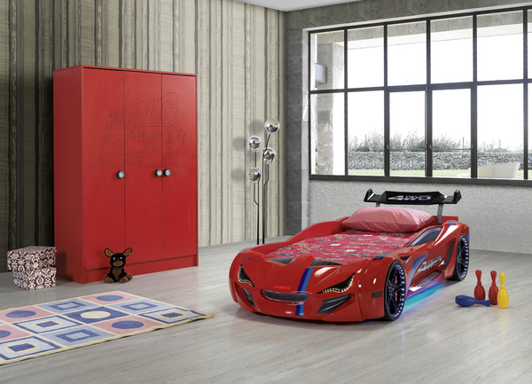 MVN1 Autobett mit LED-Beleuchtung 90x190cm (Schwarz/Blau/Rot/Weiß)