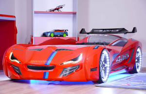 MVN1 Autobett mit LED-Beleuchtung 90x190cm (Schwarz/Blau/Rot/Weiß)