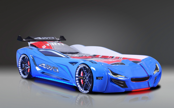 MVN1 Autobett mit LED-Beleuchtung 90x190cm (Schwarz/Blau/Rot/Weiß)