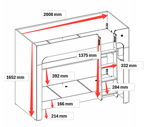 Varia Weißes Etagenbett mit unterer Schublade (90x200 cm)