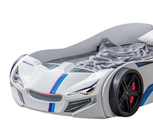 GT1 Eco Autobett mit LED-Beleuchtung 90x190cm (Rot/Weiß)