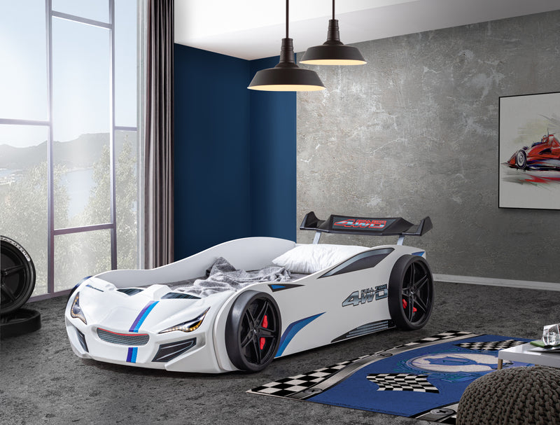 GT1 Eco Autobett mit LED-Beleuchtung 90x190cm (Rot/Weiß)