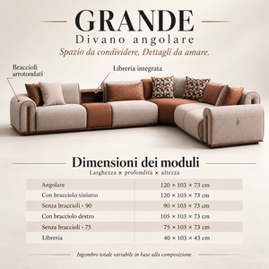 Grande Divano Angolare Beige e Cognac