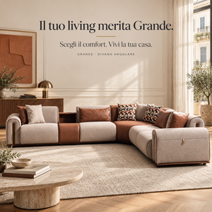 Grande Divano Angolare Beige e Cognac