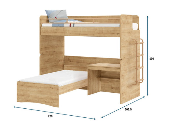 Letto a Castello Studio Rovere Set‑8 (90 × 200 cm)