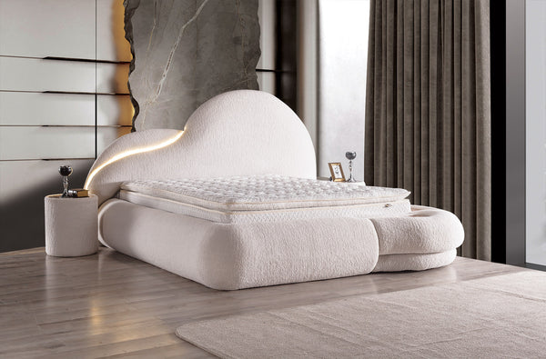 Letto Matrimoniale Atlantic con Design Asimmetrico e Luce LED Integrata