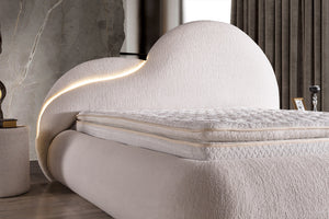 Letto Matrimoniale Atlantic con Design Asimmetrico e Luce LED Integrata