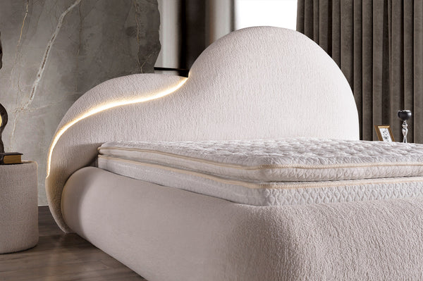 Letto Matrimoniale Atlantic con Design Asimmetrico e Luce LED Integrata