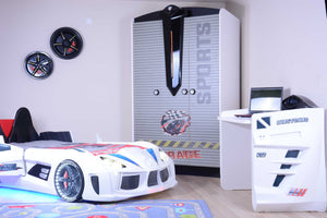 MVN 3 Autobett mit LED und Sounds - (Schwarz/Weiß/Rot/Blau)