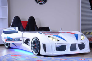 MVN 3 Autobett mit LED und Sounds - (Schwarz/Weiß/Rot/Blau)