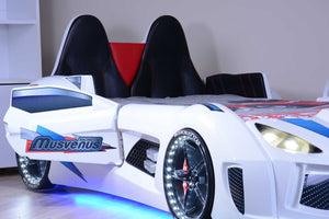 MVN 3 Autobett mit LED und Sounds - (Schwarz/Weiß/Rot/Blau)