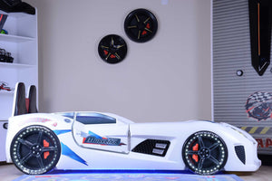 MVN 3 Autobett mit LED und Sounds - (Schwarz/Weiß/Rot/Blau)