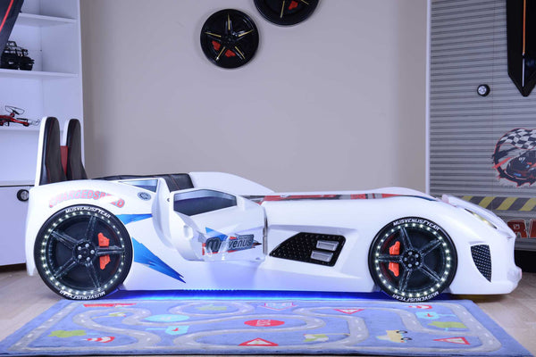 MVN 3 Autobett mit LED und Sounds - (Schwarz/Weiß/Rot/Blau)