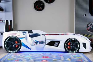 MVN 3 Autobett mit LED und Sounds - (Schwarz/Weiß/Rot/Blau)