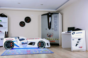 MVN 3 Autobett mit LED und Sounds - (Schwarz/Weiß/Rot/Blau)