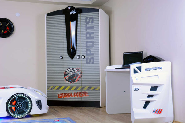 MVN 3 Autobett mit LED und Sounds - (Schwarz/Weiß/Rot/Blau)