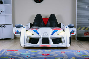 MVN 3 Autobett mit LED und Sounds - (Schwarz/Weiß/Rot/Blau)