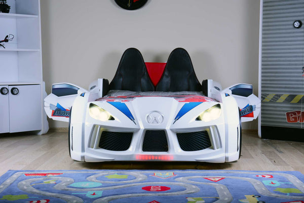 MVN 3 Autobett mit LED und Sounds - (Schwarz/Weiß/Rot/Blau)