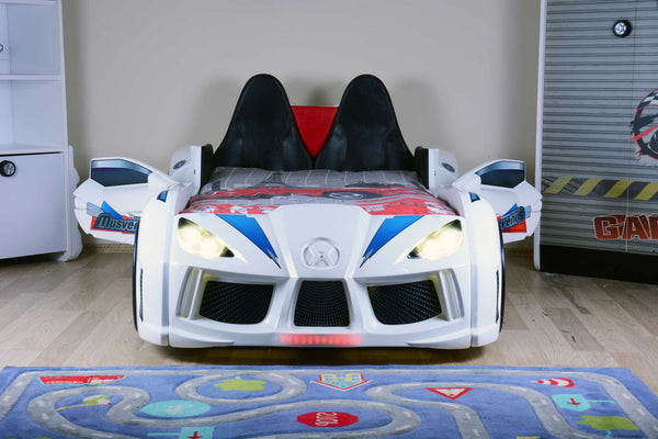 MVN 3 Autobett mit LED und Sounds - (Schwarz/Weiß/Rot/Blau)