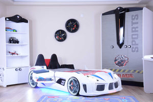 MVN 3 Autobett mit LED und Sounds - (Schwarz/Weiß/Rot/Blau)