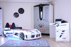 MVN 3 Autobett mit LED und Sounds - (Schwarz/Weiß/Rot/Blau)