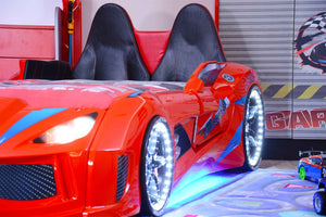 MVN 3 Autobett mit LED und Sounds - (Schwarz/Weiß/Rot/Blau)