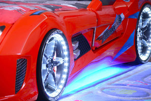 MVN 3 Autobett mit LED und Sounds - (Schwarz/Weiß/Rot/Blau)