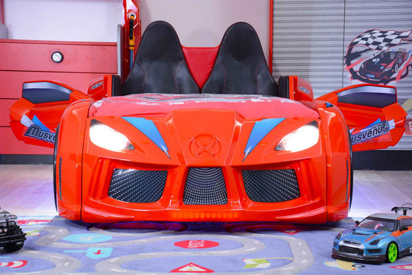 MVN 3 Autobett mit LED und Sounds - (Schwarz/Weiß/Rot/Blau)