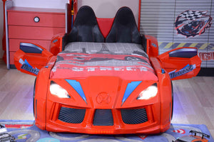 MVN 3 Autobett mit LED und Sounds - (Schwarz/Weiß/Rot/Blau)