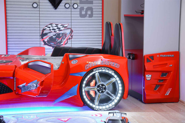 MVN 3 Autobett mit LED und Sounds - (Schwarz/Weiß/Rot/Blau)