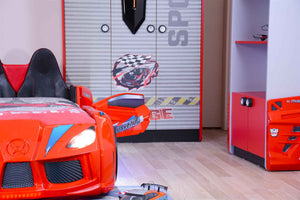 MVN 3 Autobett mit LED und Sounds - (Schwarz/Weiß/Rot/Blau)