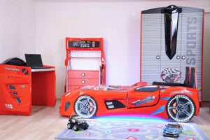 MVN 3 Autobett mit LED und Sounds - (Schwarz/Weiß/Rot/Blau)