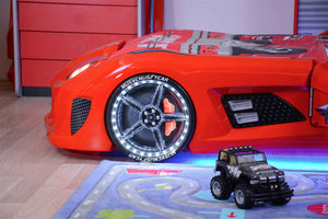 MVN 3 Autobett mit LED und Sounds - (Schwarz/Weiß/Rot/Blau)