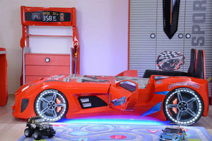 MVN 3 Autobett mit LED und Sounds - (Schwarz/Weiß/Rot/Blau)