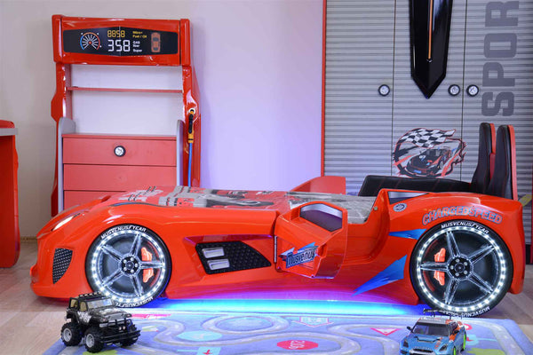 MVN 3 Autobett mit LED und Sounds - (Schwarz/Weiß/Rot/Blau)