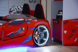 MVN 3 Autobett mit LED und Sounds - (Schwarz/Weiß/Rot/Blau)