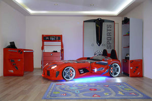 MVN 3 Autobett mit LED und Sounds - (Schwarz/Weiß/Rot/Blau)