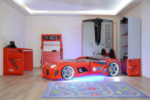 MVN 3 Autobett mit LED und Sounds - (Schwarz/Weiß/Rot/Blau)
