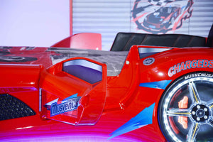 MVN 3 Autobett mit LED und Sounds - (Schwarz/Weiß/Rot/Blau)