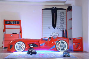 MVN 3 Autobett mit LED und Sounds - (Schwarz/Weiß/Rot/Blau)